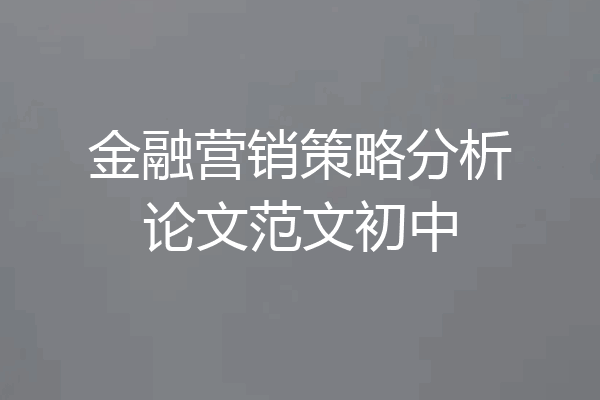 金融营销策略分析论文范文初中