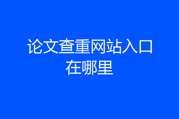 论文查重网站入口在哪里