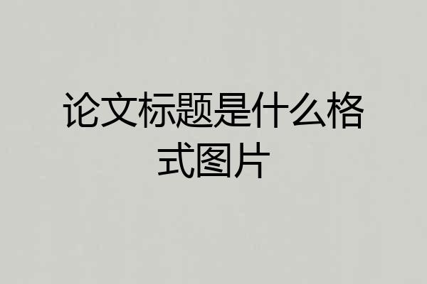论文标题是什么格式图片