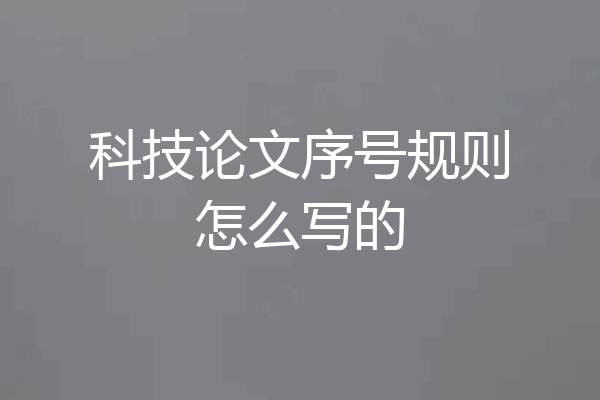 科技论文序号规则怎么写的
