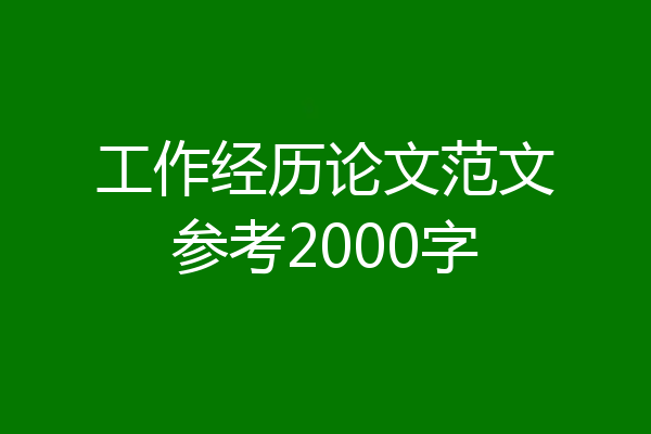 工作经历论文范文参考2000字