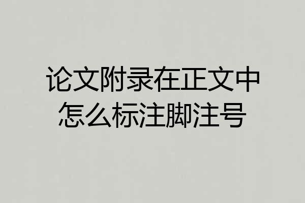 论文附录在正文中怎么标注脚注号