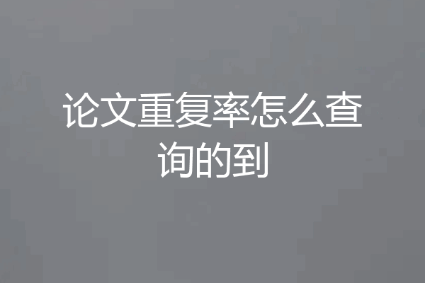 论文重复率怎么查询的到