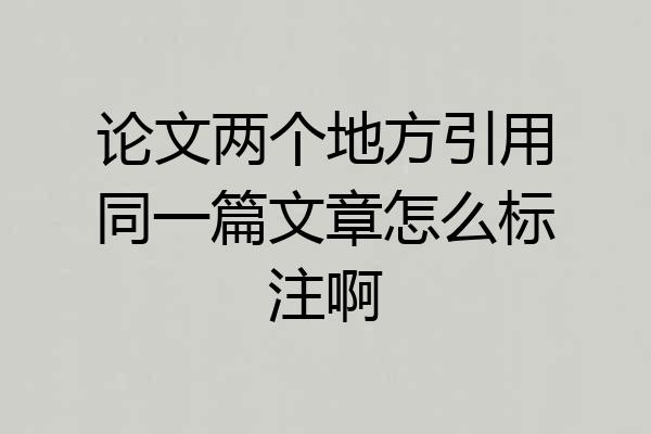 论文两个地方引用同一篇文章怎么标注啊