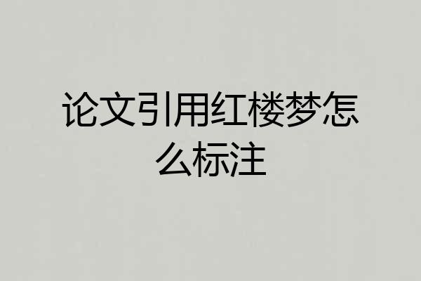 论文引用红楼梦怎么标注