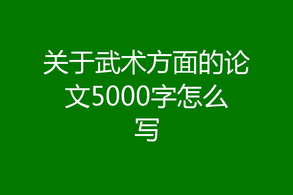 关于武术方面的论文5000字怎么写