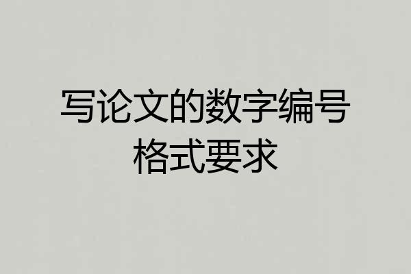 写论文的数字编号格式要求