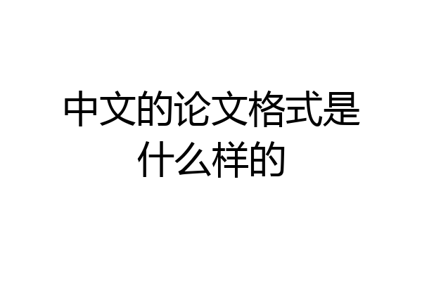 中文的论文格式是什么样的