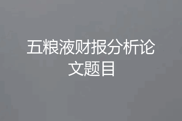 五粮液财报分析论文题目