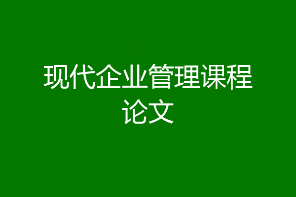 现代企业管理课程论文