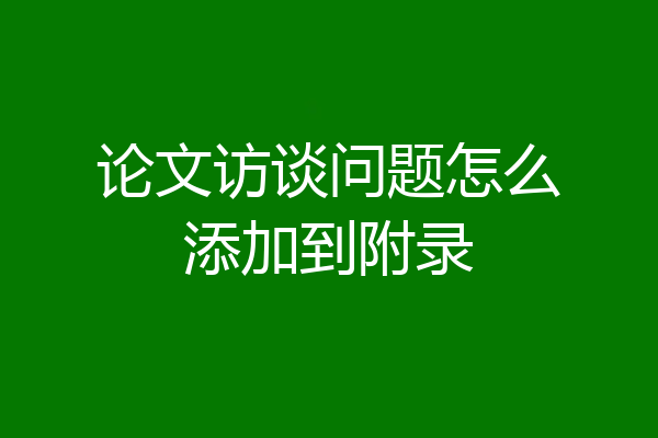 论文访谈问题怎么添加到附录