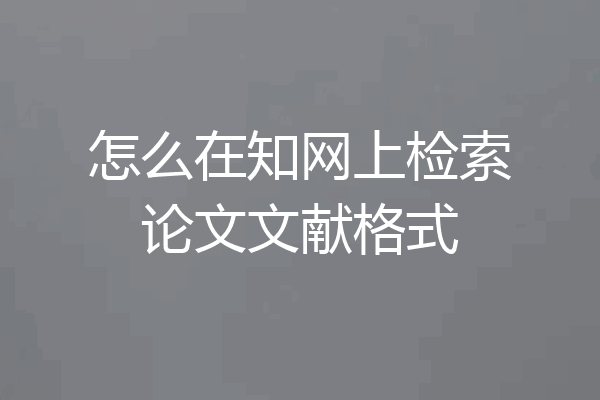 怎么在知网上检索论文文献格式