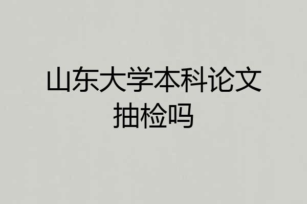 山东大学本科论文抽检吗