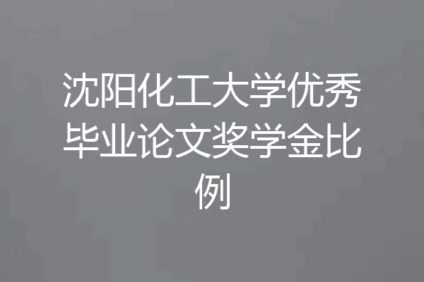 沈阳化工大学优秀毕业论文奖学金比例