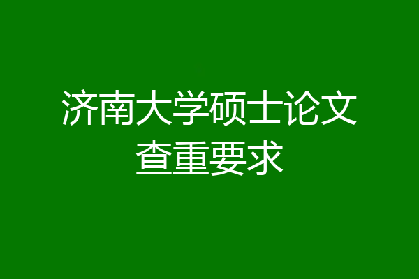 济南大学硕士论文查重要求