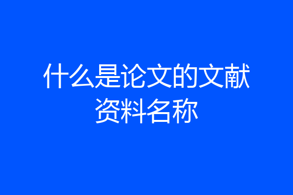 什么是论文的文献资料名称