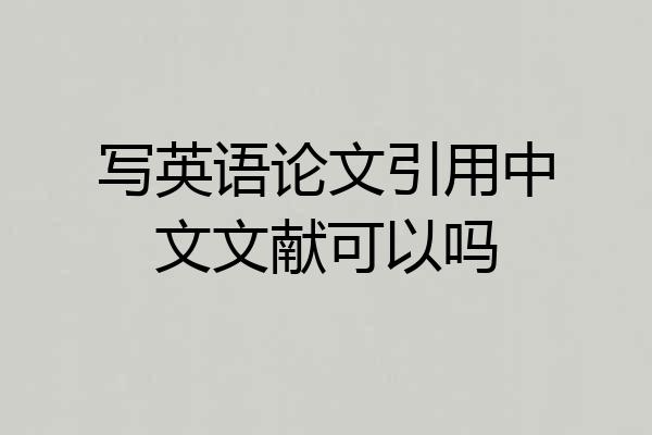 写英语论文引用中文文献可以吗