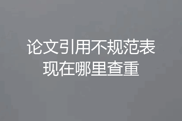 论文引用不规范表现在哪里查重
