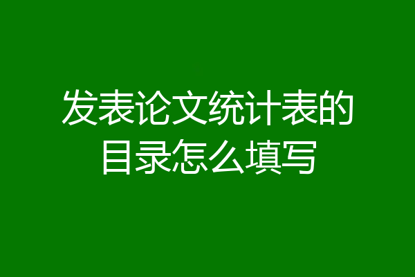 发表论文统计表的目录怎么填写