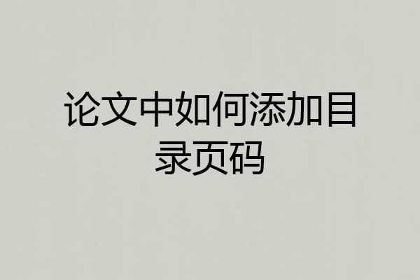 论文中如何添加目录页码