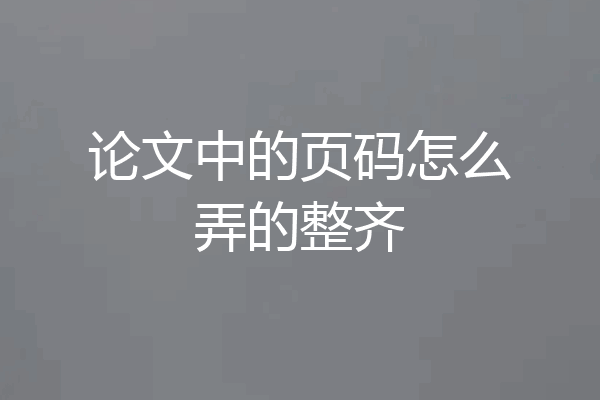 论文中的页码怎么弄的整齐