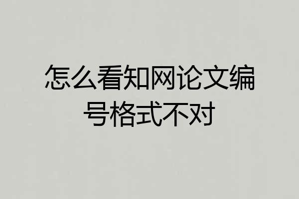 怎么看知网论文编号格式不对