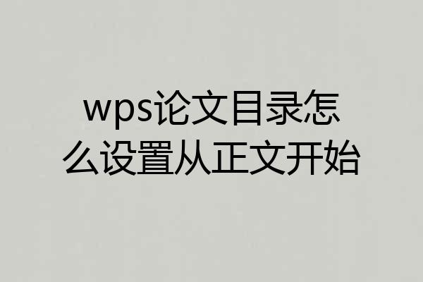 wps论文目录怎么设置从正文开始