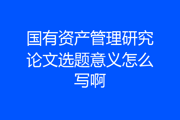 国有资产管理研究论文选题意义怎么写啊