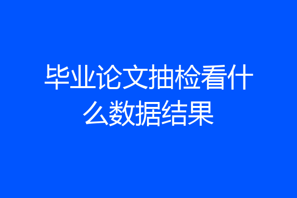 毕业论文抽检看什么数据结果