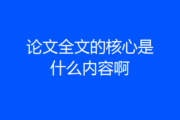 论文全文的核心是什么内容啊