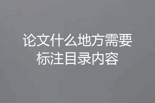 论文什么地方需要标注目录内容