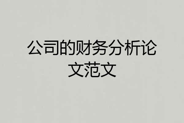 公司的财务分析论文范文
