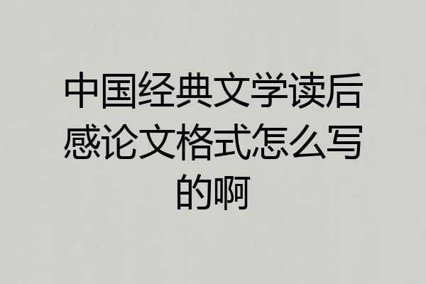 中国经典文学读后感论文格式怎么写的啊