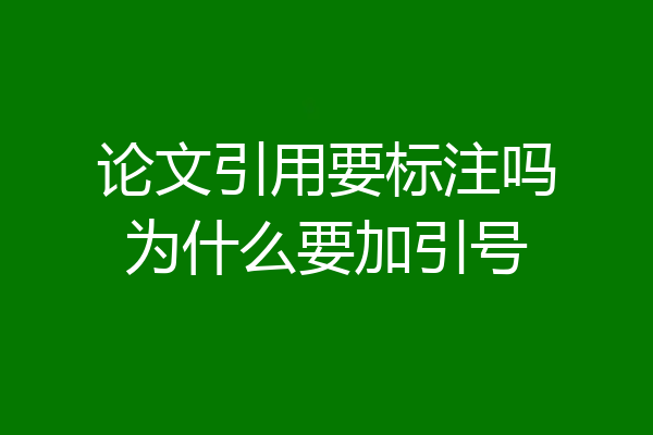 论文引用要标注吗为什么要加引号