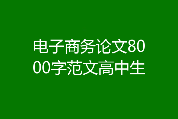 电子商务论文8000字范文高中生