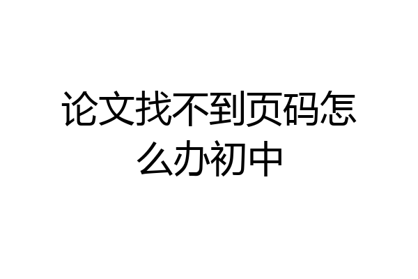 论文找不到页码怎么办初中