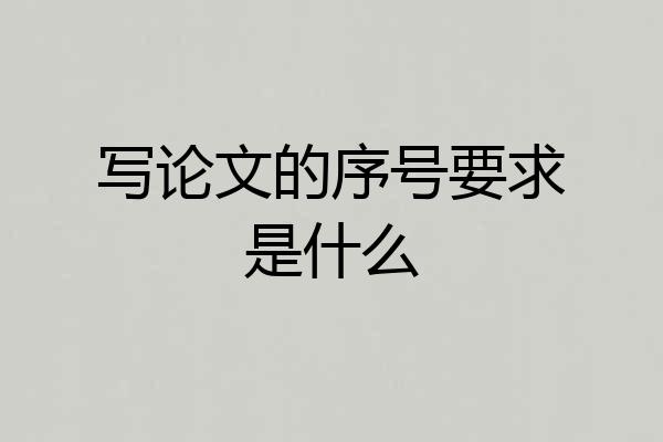 写论文的序号要求是什么