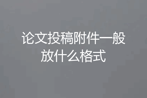 论文投稿附件一般放什么格式