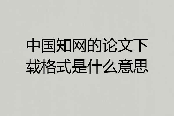 中国知网的论文下载格式是什么意思