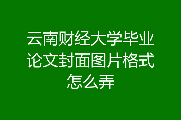 云南财经大学毕业论文封面图片格式怎么弄