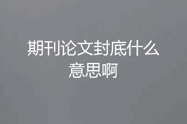 期刊论文封底什么意思啊