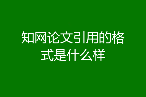 知网论文引用的格式是什么样