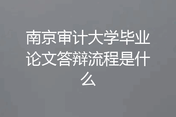 南京审计大学毕业论文答辩流程是什么