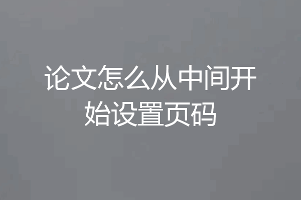 论文怎么从中间开始设置页码