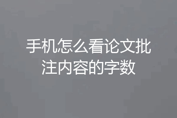 手机怎么看论文批注内容的字数
