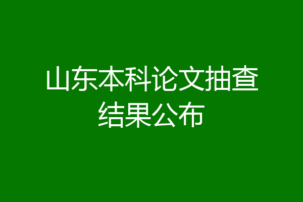 山东本科论文抽查结果公布