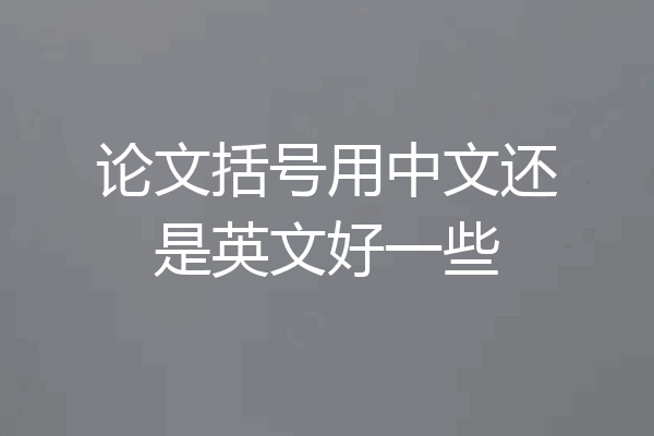 论文括号用中文还是英文好一些