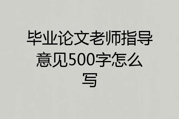 毕业论文老师指导意见500字怎么写