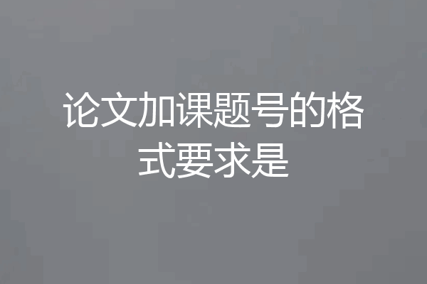 论文加课题号的格式要求是