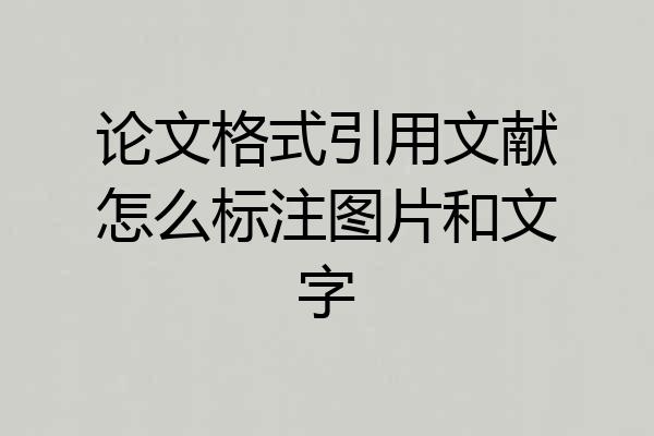 论文格式引用文献怎么标注图片和文字